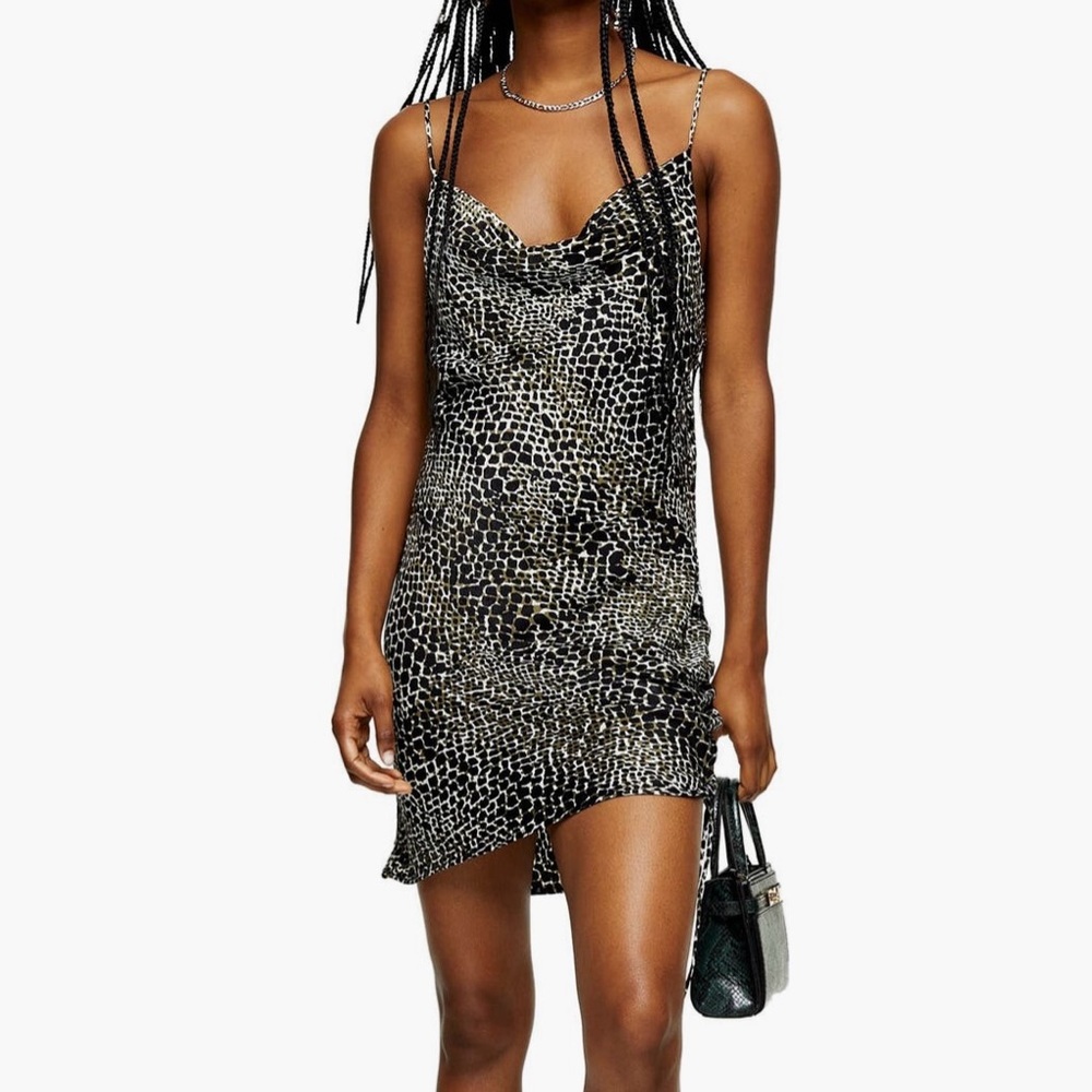 Top Shop Alligator Ruched Slip Dress